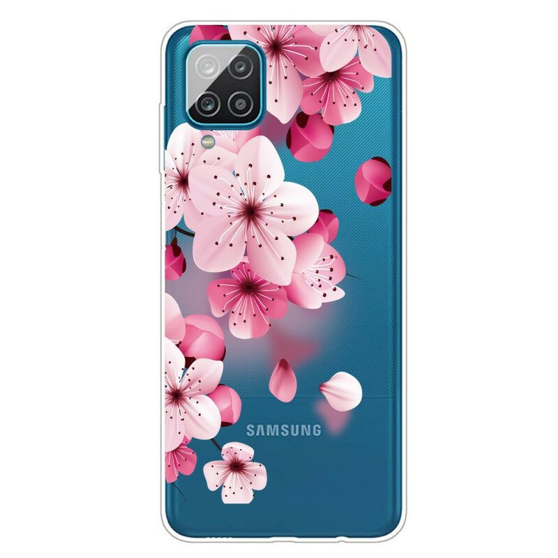 Mobilskal För Samsung Galaxy A12 / M12 Små Rosa Blommor