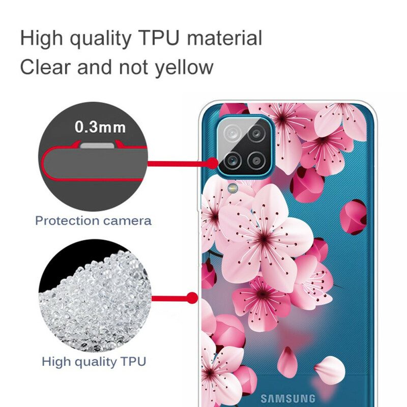 Mobilskal För Samsung Galaxy A12 / M12 Små Rosa Blommor