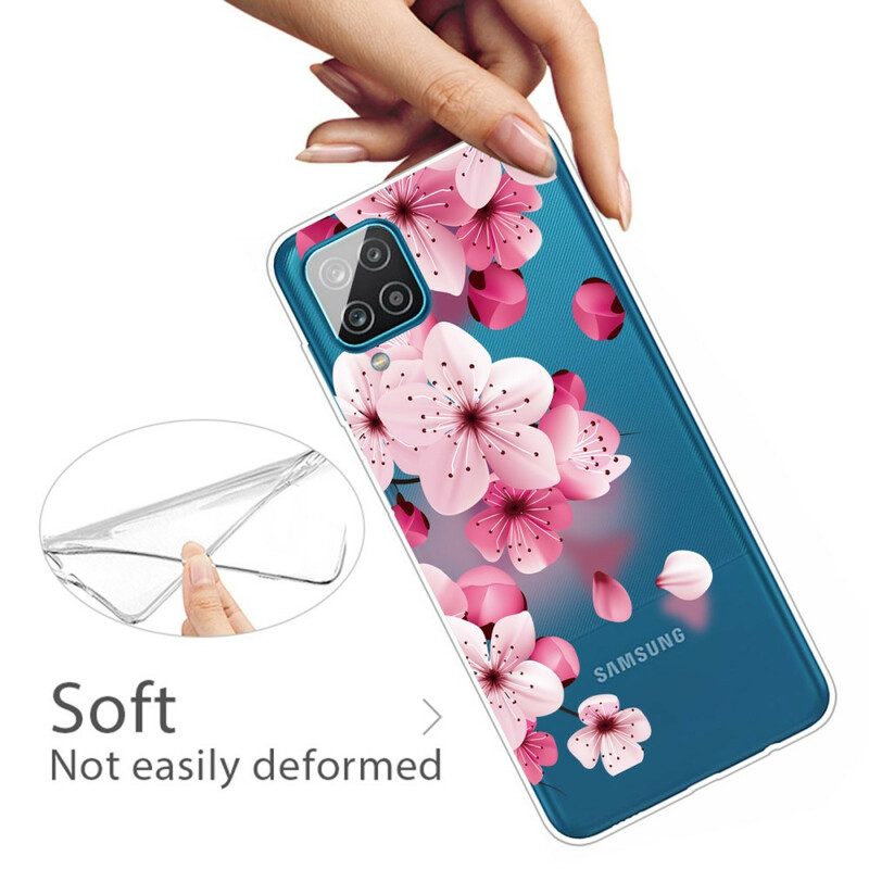 Mobilskal För Samsung Galaxy A12 / M12 Små Rosa Blommor