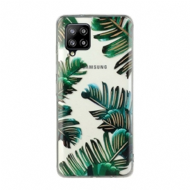 Mobilskal För Samsung Galaxy A12 / M12 Transparenta Gröna Löv