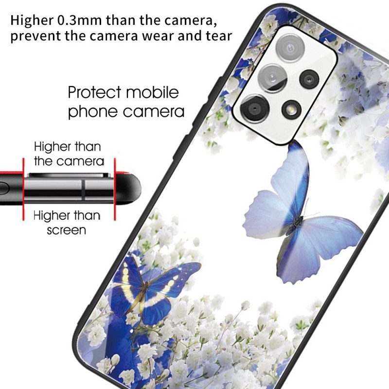 Mobilskal För Samsung Galaxy A13 Fjärilar I Härdat Glas
