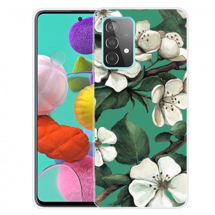 Mobilskal För Samsung Galaxy A32 5G Målade Vita Blommor