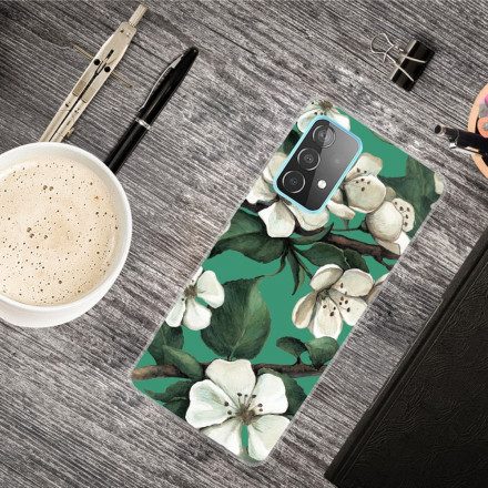 Mobilskal För Samsung Galaxy A32 5G Målade Vita Blommor