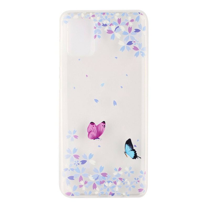 Mobilskal För Samsung Galaxy A51 Transparenta Fjärilar Och Blommor