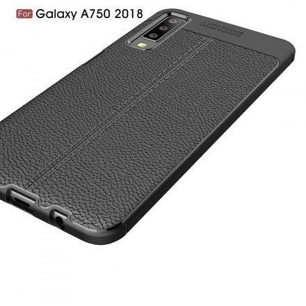 Mobilskal För Samsung Galaxy A7 Double Line Litchi Lädereffekt