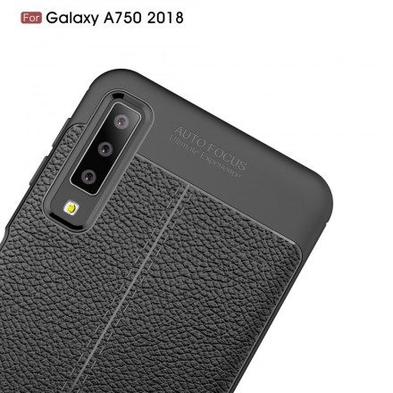 Mobilskal För Samsung Galaxy A7 Double Line Litchi Lädereffekt