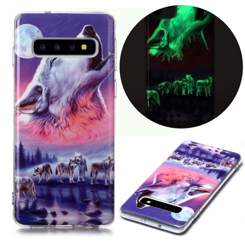 Mobilskal För Samsung Galaxy S10 Fluorescerande Wolf Pack
