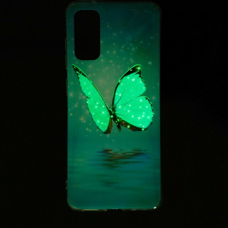 Mobilskal För Samsung Galaxy S20 Fluorescerande Blå Fjäril