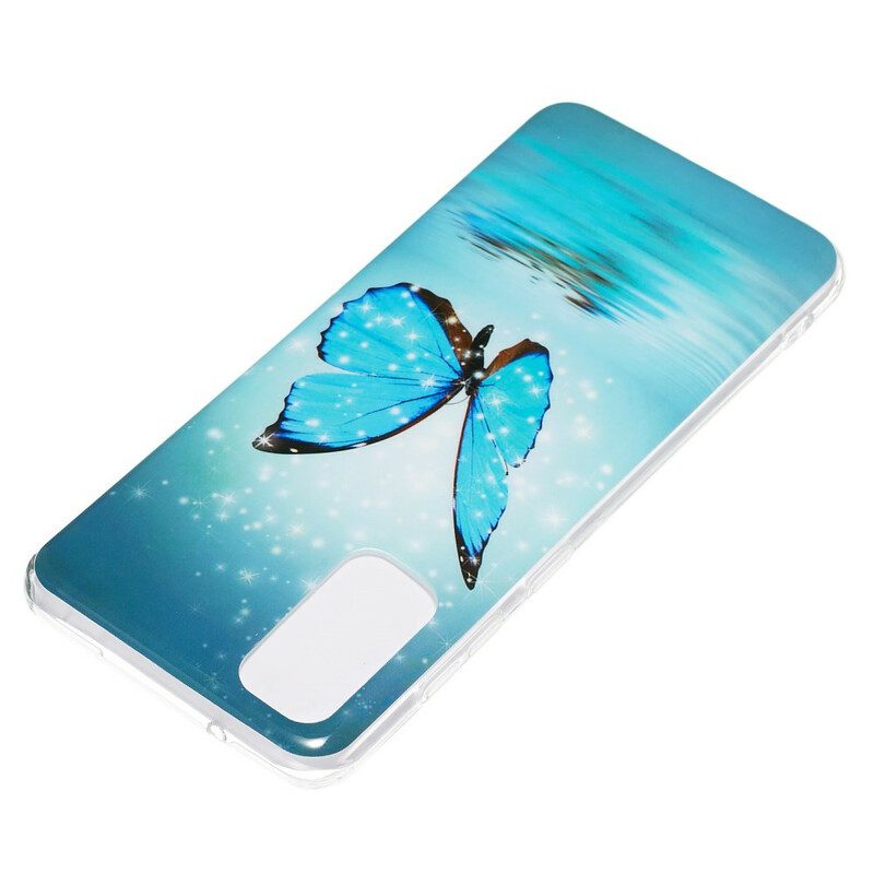 Mobilskal För Samsung Galaxy S20 Fluorescerande Blå Fjäril