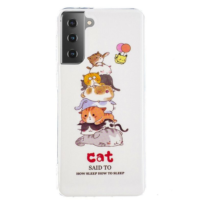 Mobilskal För Samsung Galaxy S21 5G Fluorescerande Katter