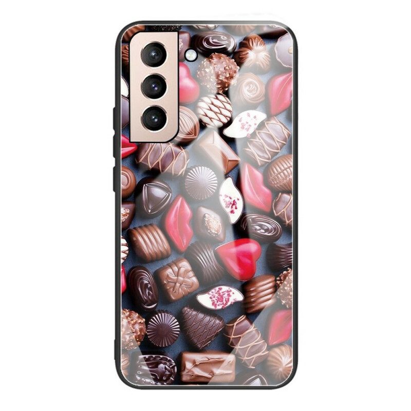 Mobilskal För Samsung Galaxy S21 FE Choklad Härdat Glas