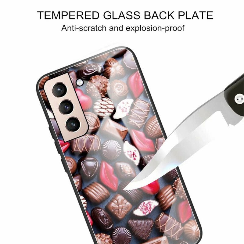 Mobilskal För Samsung Galaxy S21 FE Choklad Härdat Glas