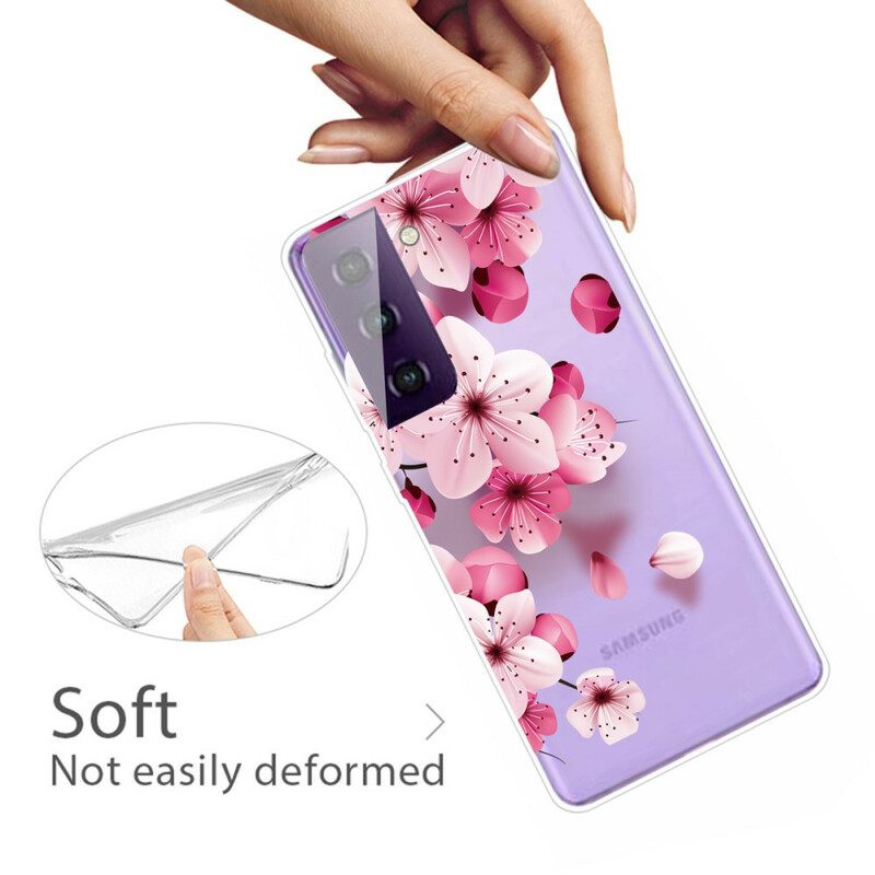 Mobilskal För Samsung Galaxy S21 FE Små Rosa Blommor