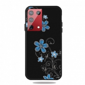 Mobilskal För Samsung Galaxy S21 Ultra 5G Blå Blommor