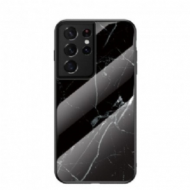 Mobilskal För Samsung Galaxy S21 Ultra 5G Marmorfärger Härdat Glas