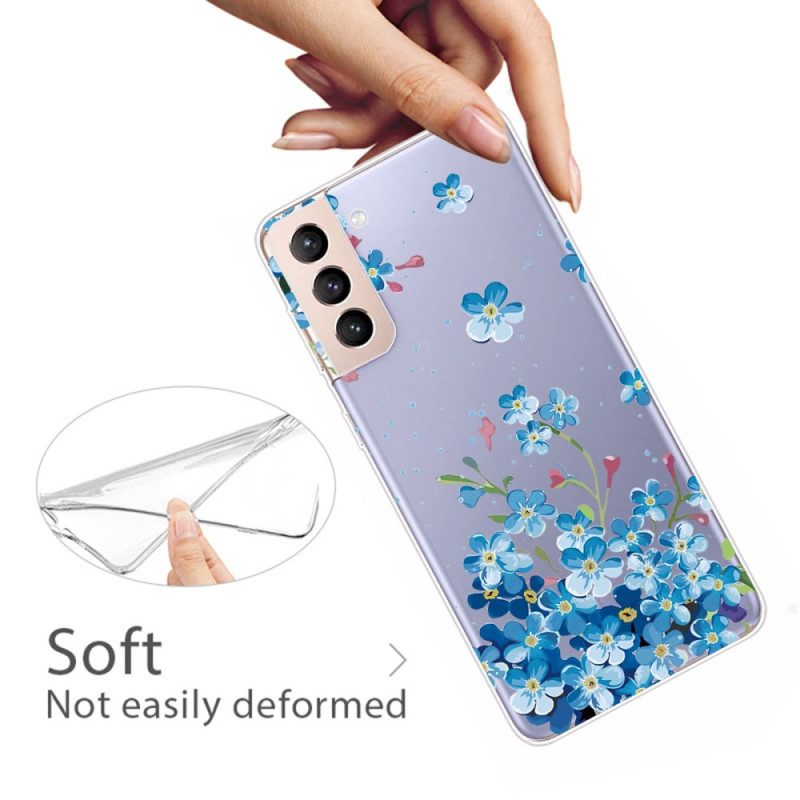 Mobilskal För Samsung Galaxy S22 5G Blå Blommor