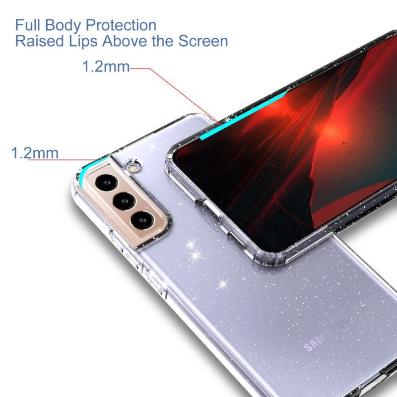 Mobilskal För Samsung Galaxy S22 5G Transparent Glitterdesign