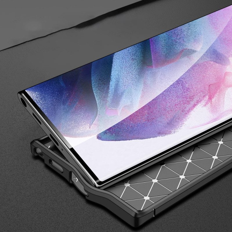 Mobilskal För Samsung Galaxy S22 Ultra 5G Double Line Litchi Lädereffekt