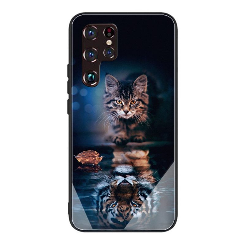 Mobilskal För Samsung Galaxy S22 Ultra 5G Min Tiger Härdat Glas