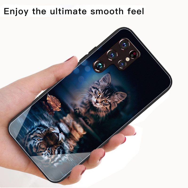 Mobilskal För Samsung Galaxy S22 Ultra 5G Min Tiger Härdat Glas