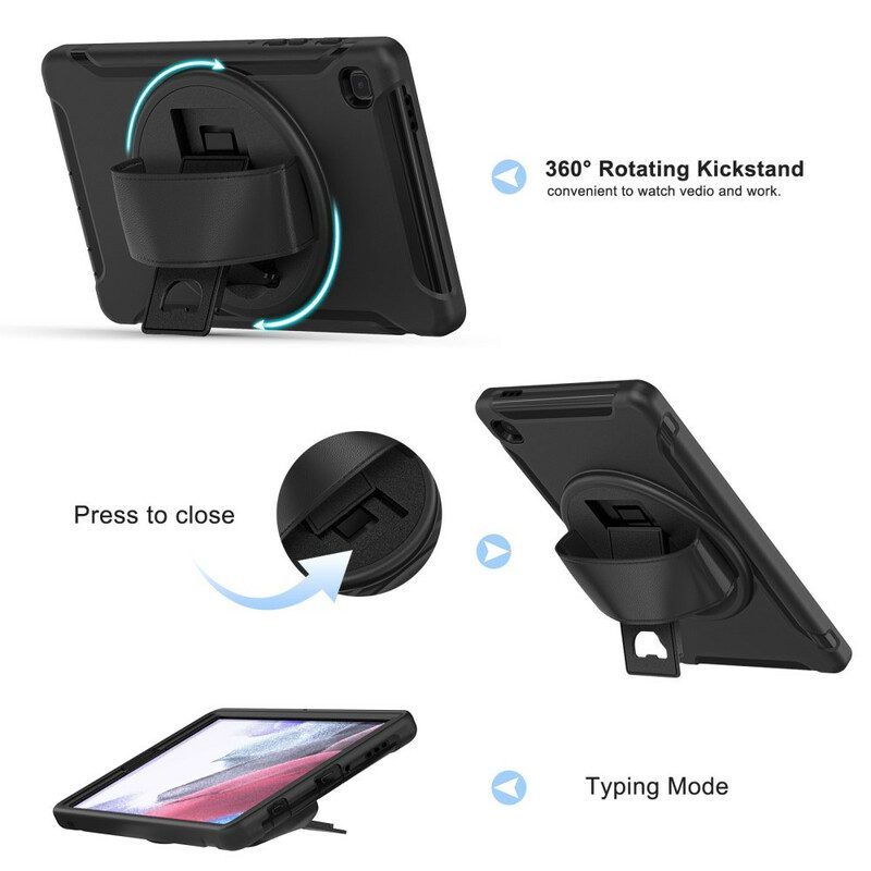 Mobilskal För Samsung Galaxy Tab A7 Lite Skyddsfodral Trippelt Skydd Med Rem Och Hållare