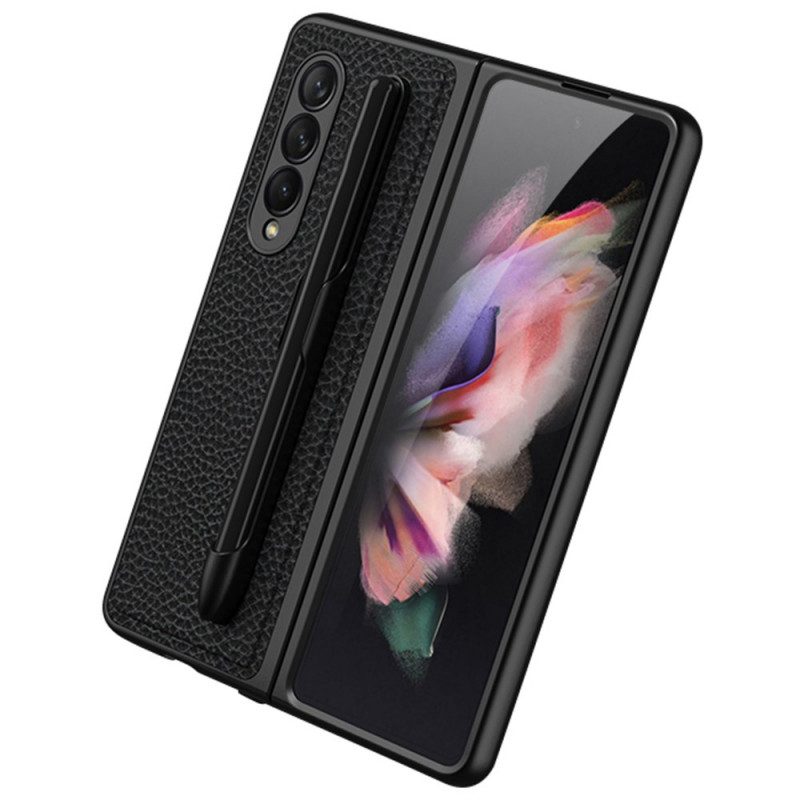 Mobilskal För Samsung Galaxy Z Fold 3 5G Litchi Läder Gkk Stylushållare