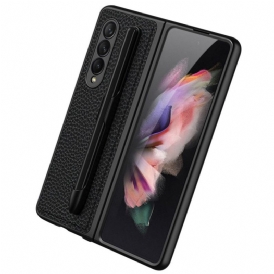 Mobilskal För Samsung Galaxy Z Fold 3 5G Litchi Läder Gkk Stylushållare