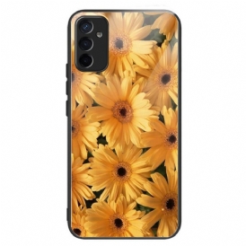 Mobilskal Samsung Galaxy M13 Solblommor Härdat Glas