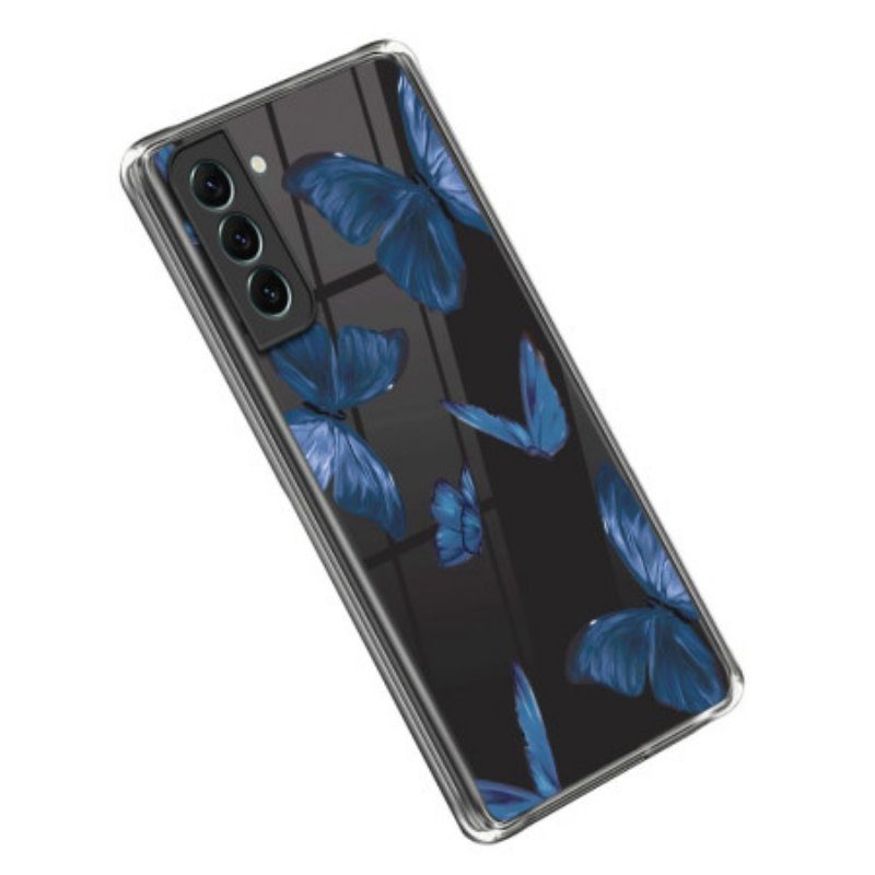 Mobilskal Samsung Galaxy S23 5G Sömlösa Blå Fjärilar