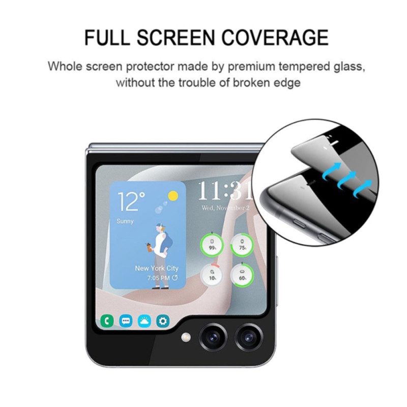Skärmskydd I Härdat Glas För Samsung Galaxy Z Flip 7 Fe / Z Flip 6. Svarta Ramar