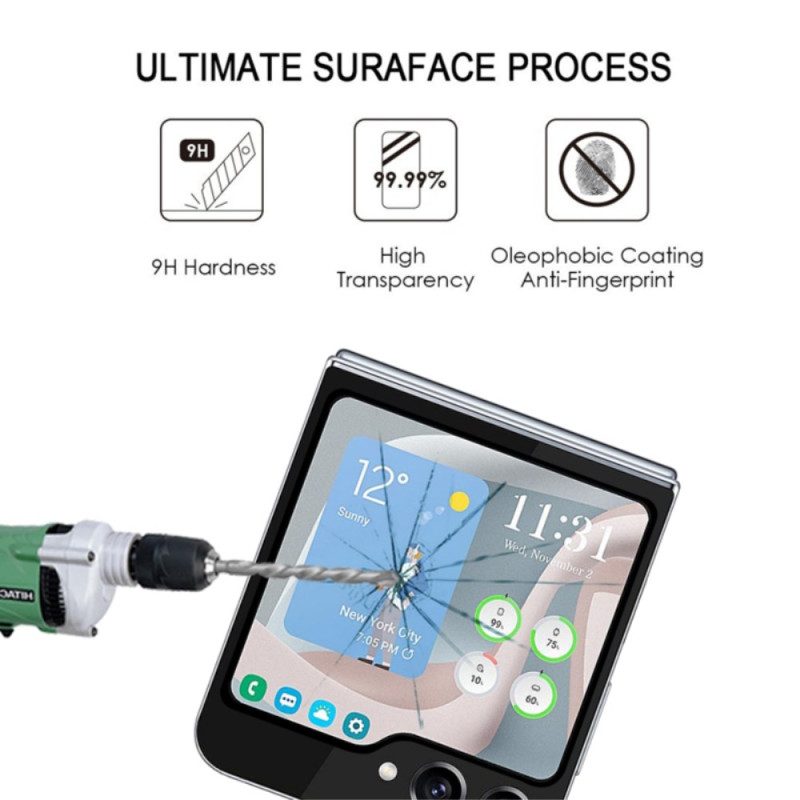 Skärmskydd I Härdat Glas För Samsung Galaxy Z Flip 7 Fe / Z Flip 6. Svarta Ramar