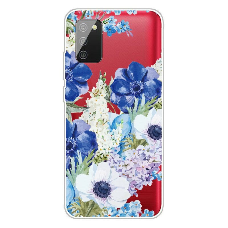 Skal För Samsung Galaxy A02s Akvarell Blå Blommor Sömlös