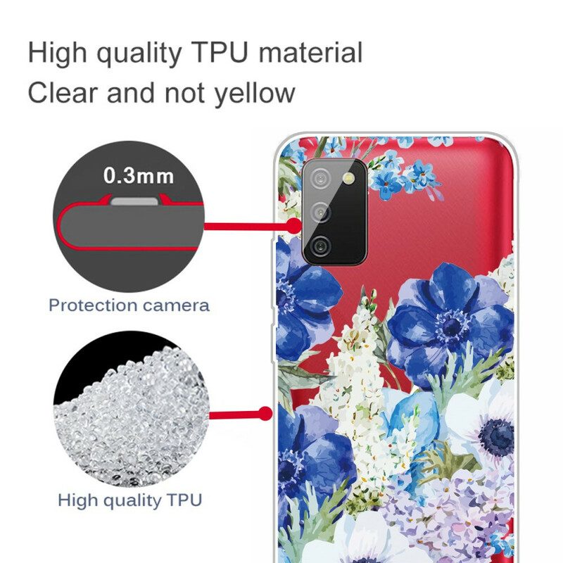 Skal För Samsung Galaxy A02s Akvarell Blå Blommor Sömlös