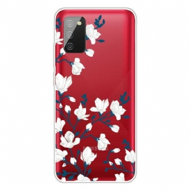 Skal För Samsung Galaxy A02s Vita Blommor