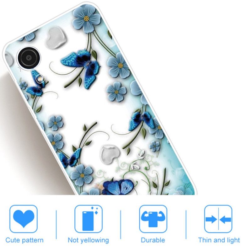 Skal För Samsung Galaxy A03 Core Retro Fjärilar Och Blommor