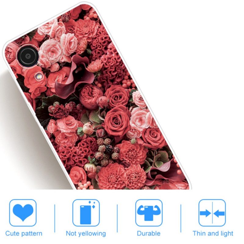 Skal För Samsung Galaxy A03 Core Rosa Blommor