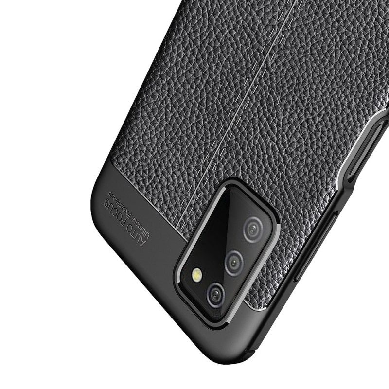 Skal För Samsung Galaxy A03s Double Line Litchi Lädereffekt