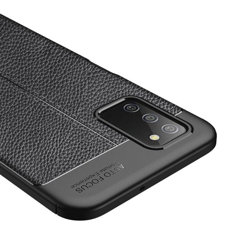 Skal För Samsung Galaxy A03s Double Line Litchi Lädereffekt