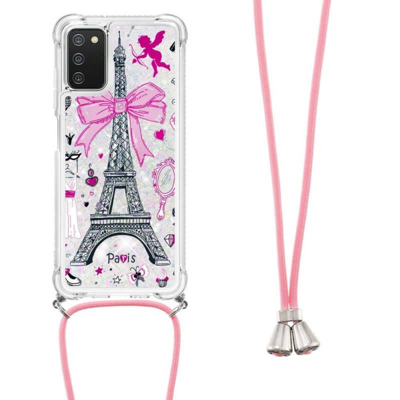 Skal För Samsung Galaxy A03s Med Snodd Med Eiffeltornets Sladd