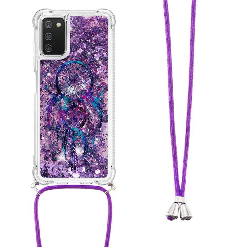 Skal För Samsung Galaxy A03s Med Snodd Med Paljetter Drawstring Dreamcatcher