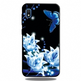 Skal För Samsung Galaxy A10 Fjäril Och Blå Blommor