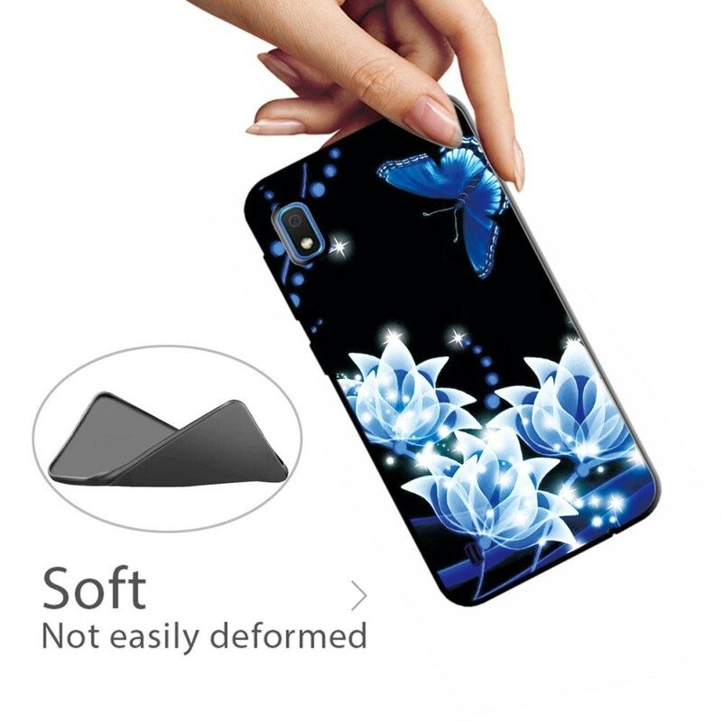 Skal För Samsung Galaxy A10 Fjäril Och Blå Blommor