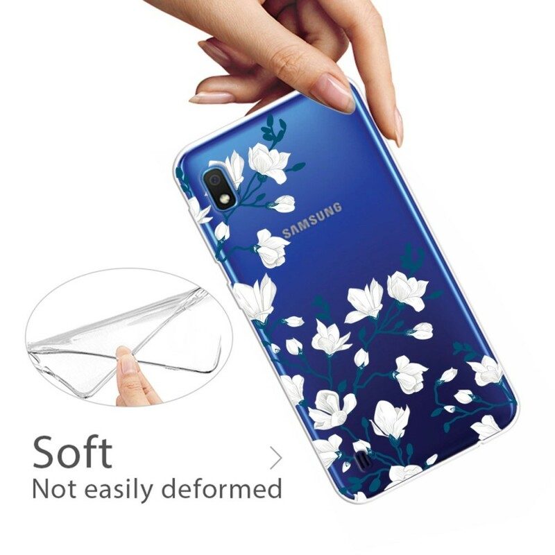 Skal För Samsung Galaxy A10 Vita Blommor