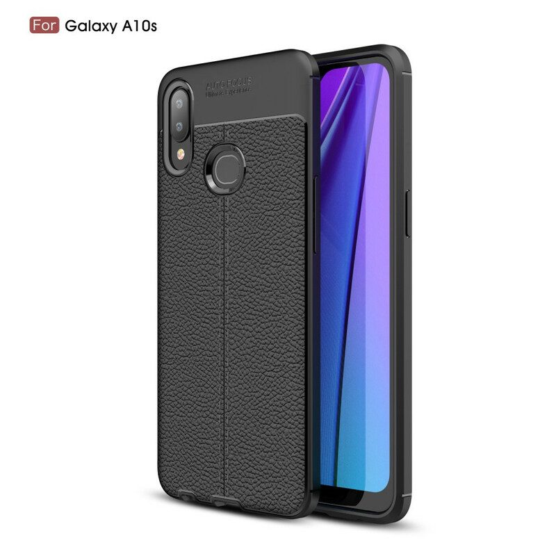 Skal För Samsung Galaxy A10s Double Line Litchi Lädereffekt