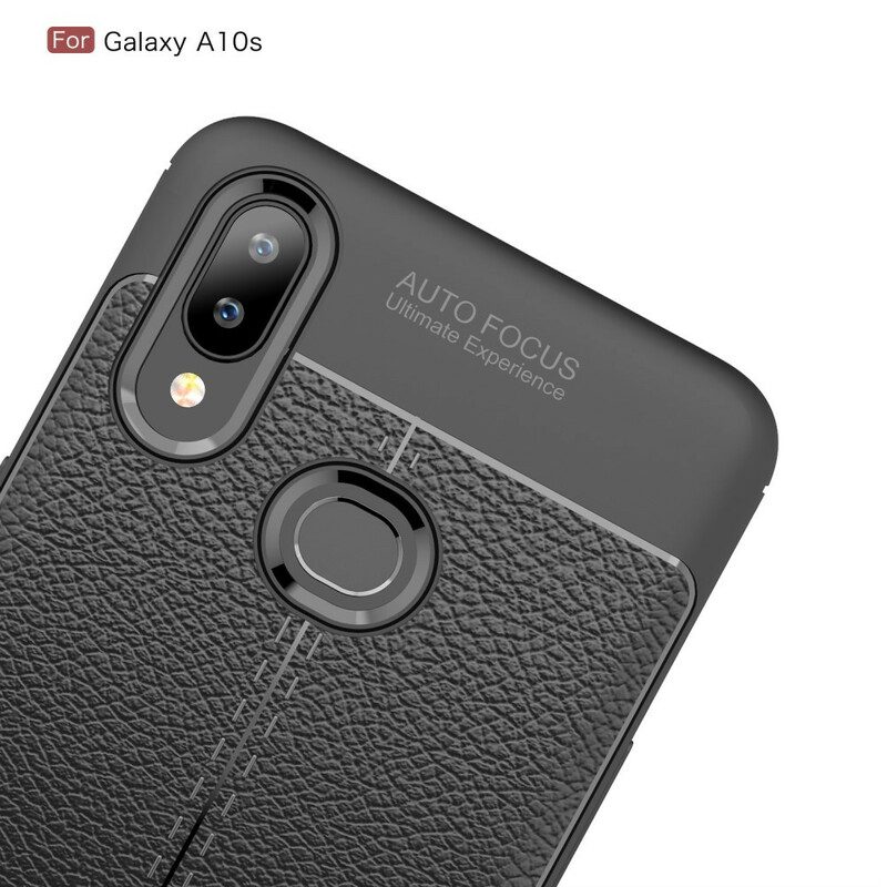 Skal För Samsung Galaxy A10s Double Line Litchi Lädereffekt