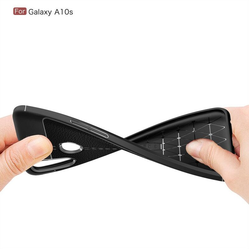 Skal För Samsung Galaxy A10s Double Line Litchi Lädereffekt