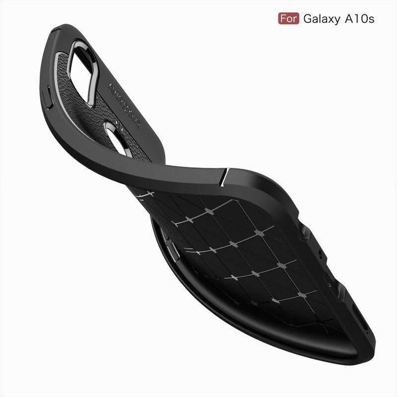 Skal För Samsung Galaxy A10s Double Line Litchi Lädereffekt