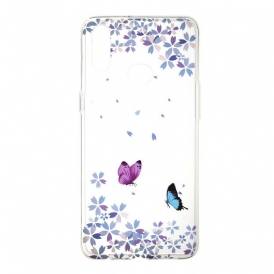 Skal För Samsung Galaxy A10s Transparenta Fjärilar Och Blommor