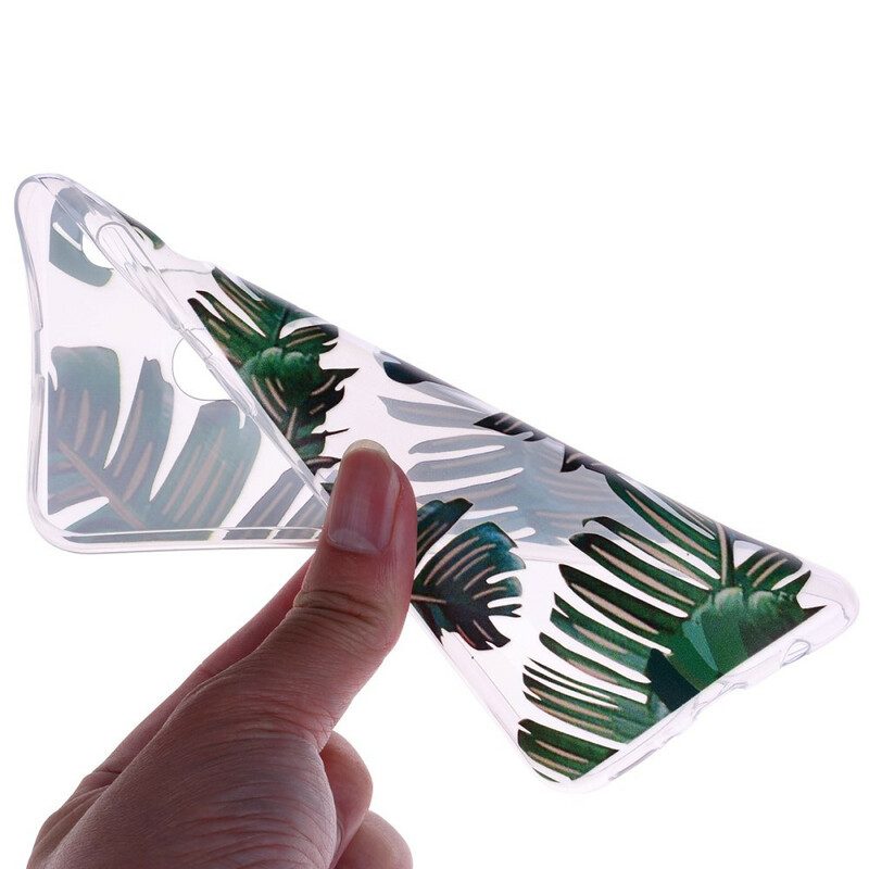 Skal För Samsung Galaxy A10s Transparenta Gröna Löv