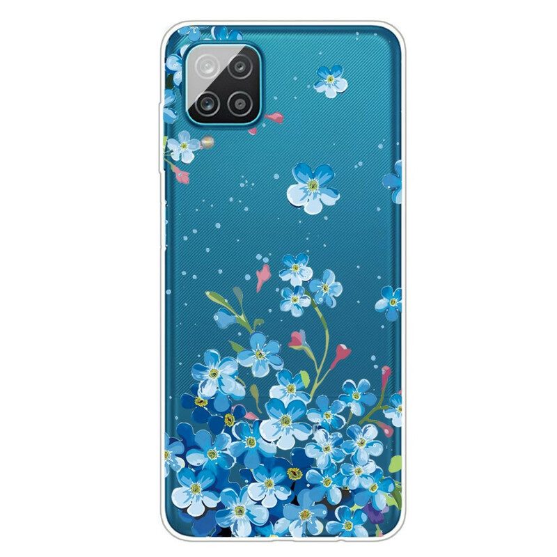 Skal För Samsung Galaxy A12 / M12 Blå Blommor
